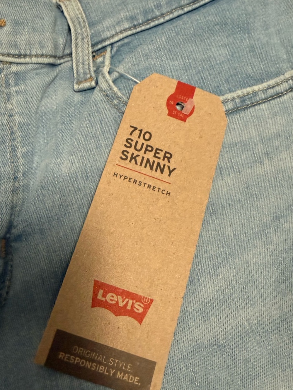 Levi's 710 Super Skinny Light Blue Jeans with Red Tag